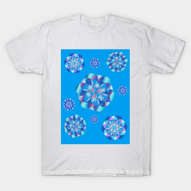 Flower of life, royal blue T-Shirt by Sara's digital corner